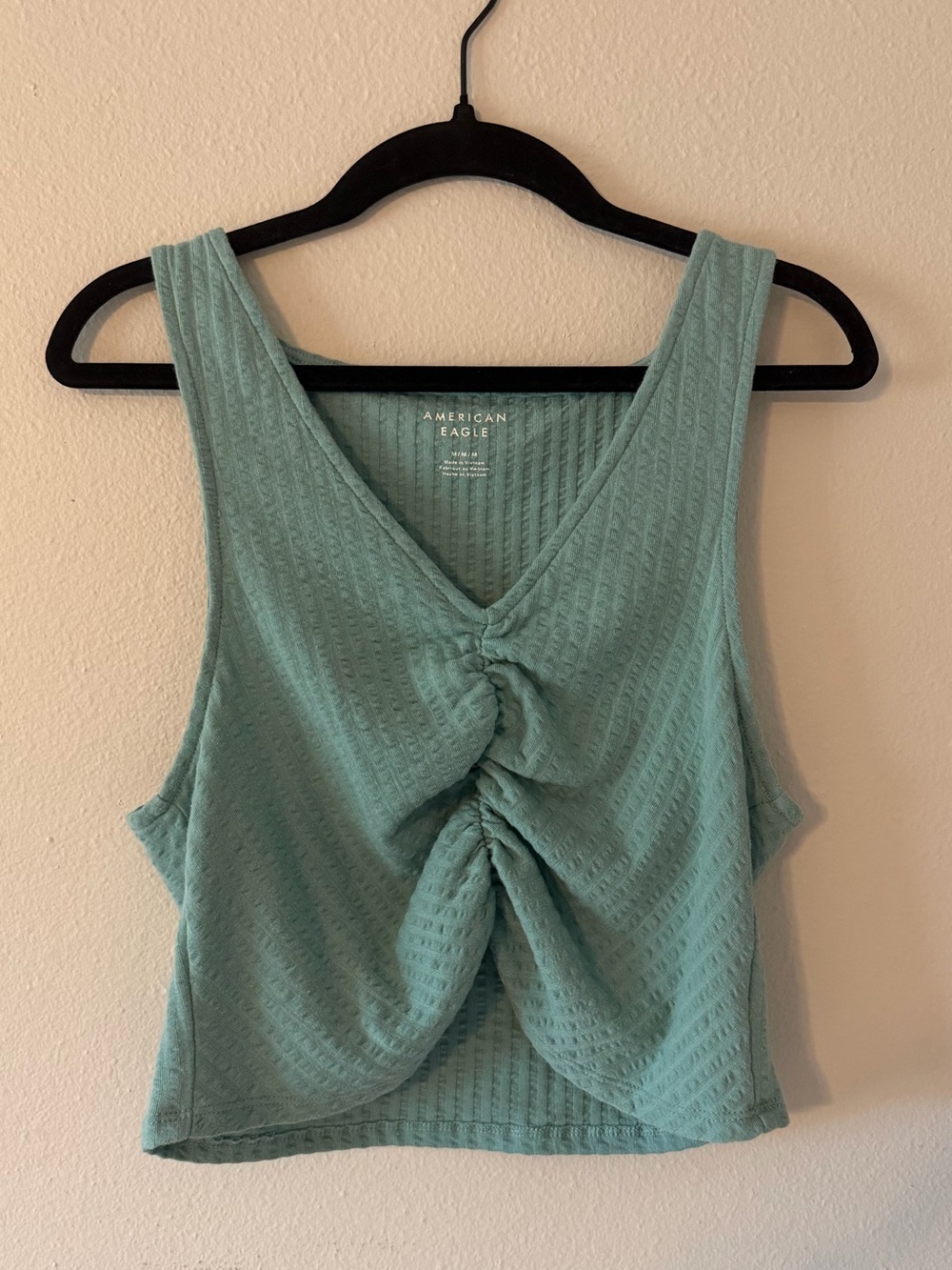 American Eagle Outfitters Blue Green Twist-Front Tank Top